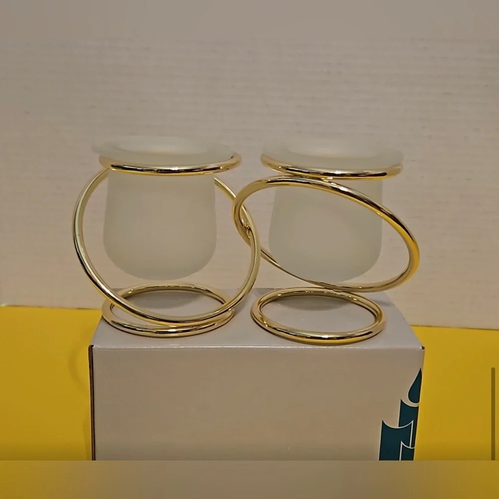 Hostess Pick 🥳💥 New with Tags Vintage PartyLite Gold and White Candle Holders - Picture 2 of 5